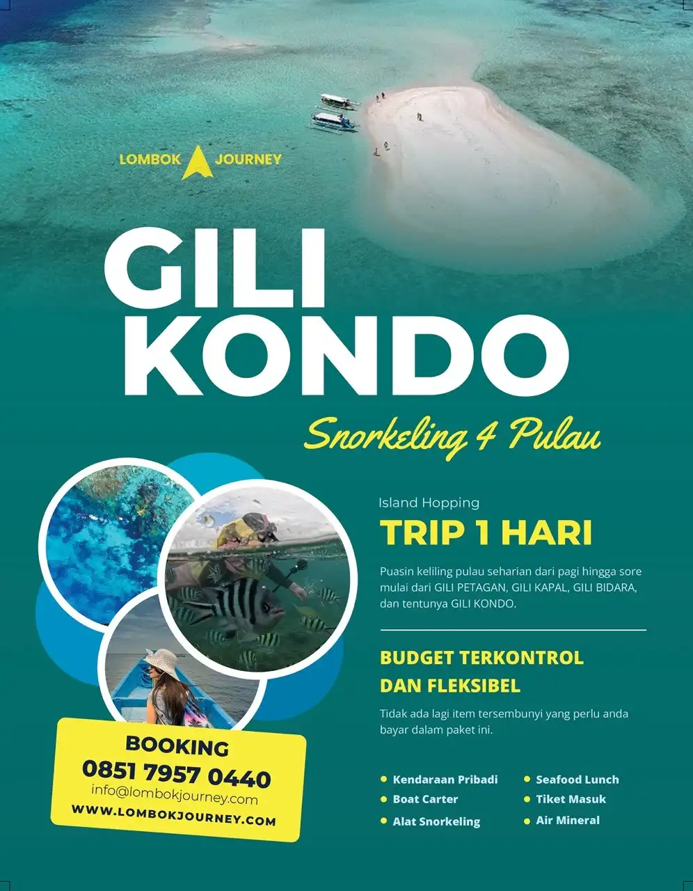 brosur paket wisata lombok gili kondo flyer