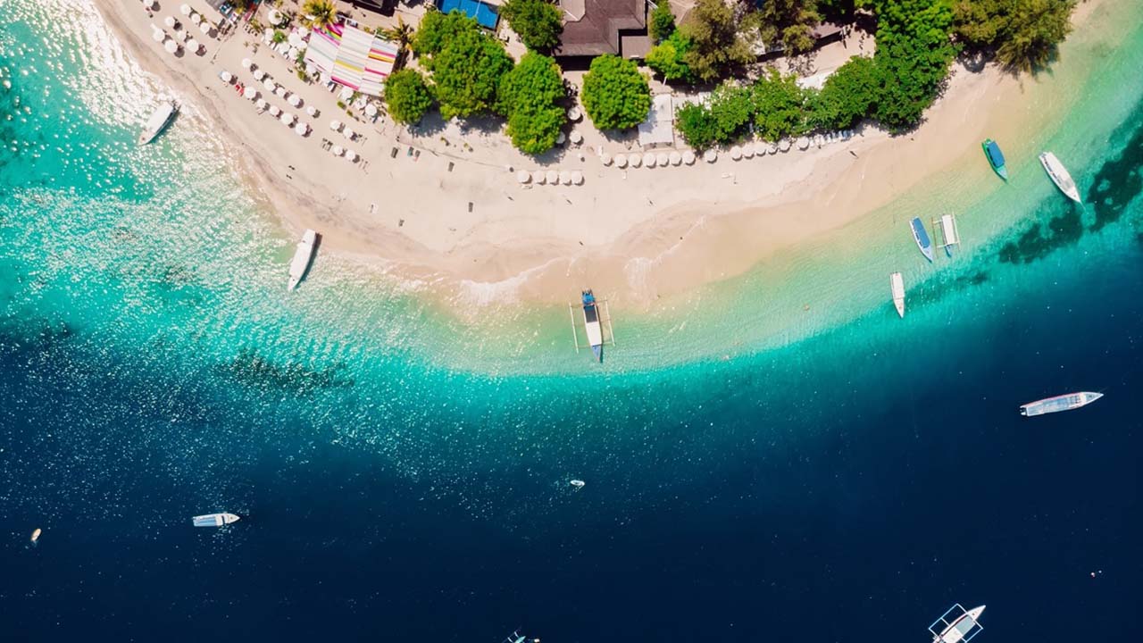 gambar gili air lombok dari udara