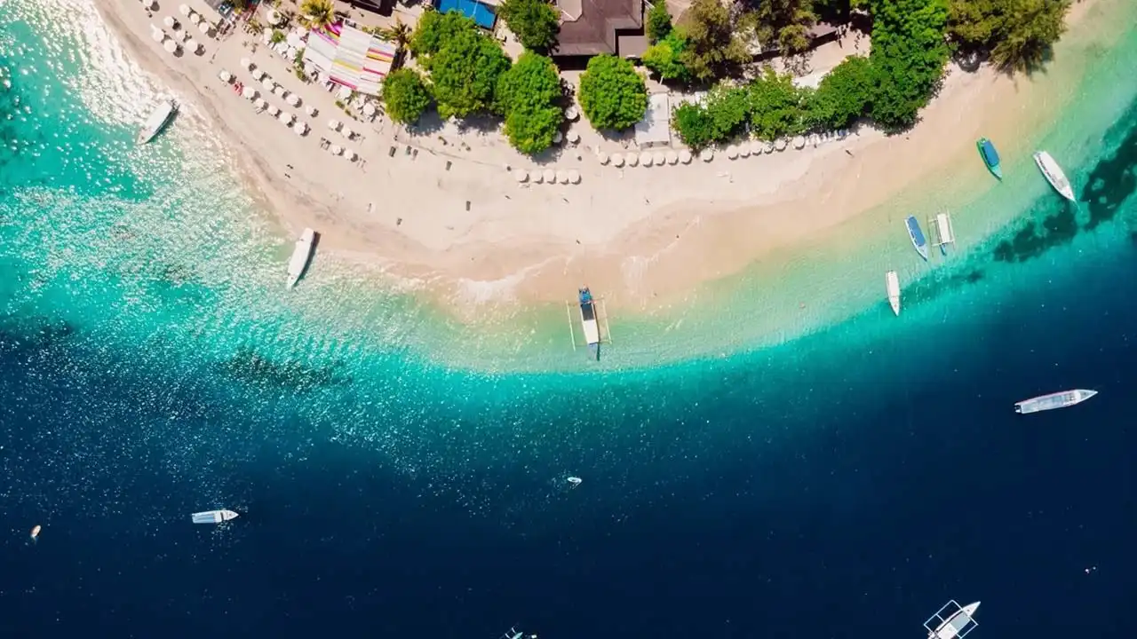 gambar gili air lombok dari udara